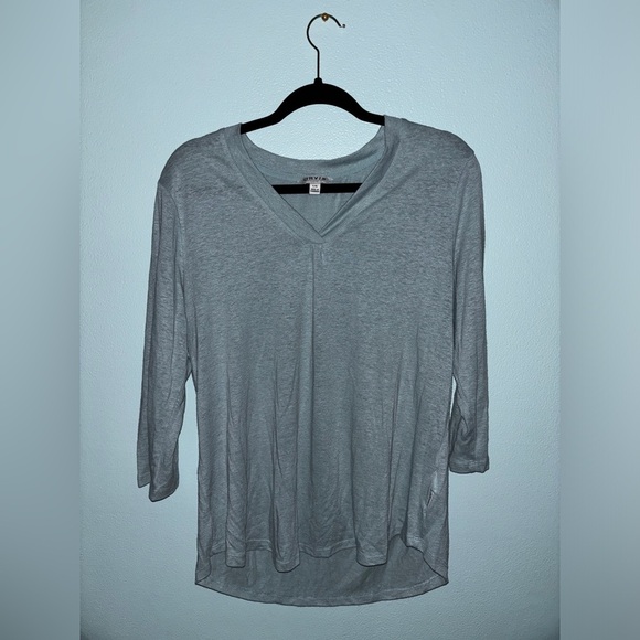Orvis Tops - Orvis 3/4 Length Sleeve Linen Blend Shirt Womens Size Large Blue Green Color